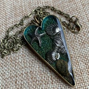 Shell Heart Necklace layered 24” New Handmade
